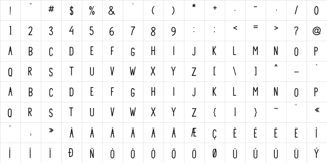 Princella Sans Regular  glyph index