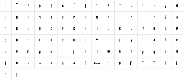 Exersia Regular  glyph index