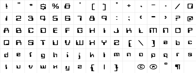 TechSchoolExtended Regular  glyph index