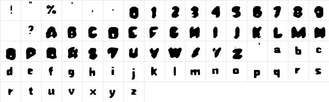 Rusty Regular  glyph index