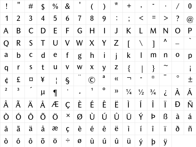 Mahsuri Sans MT Std Regular  glyph index