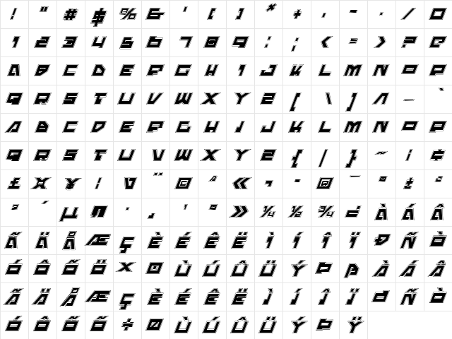 Trajia Pro Italic Pro Italic  glyph index