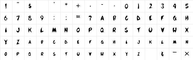 McBoing Boing Regular  glyph index