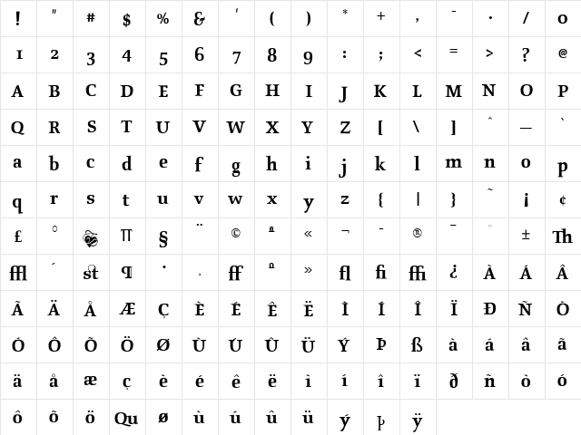 AIProsperaII Bold  glyph index