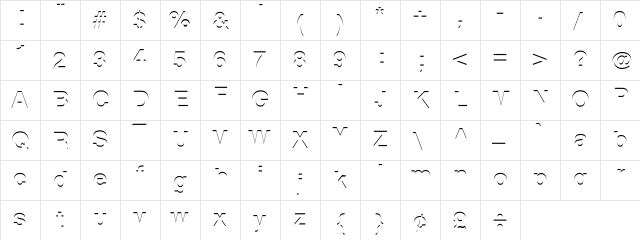 Tip Of Hell Regular  glyph index
