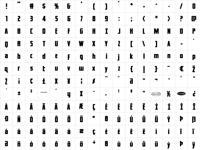 Captain Canaveral Expanded Expanded  glyph index