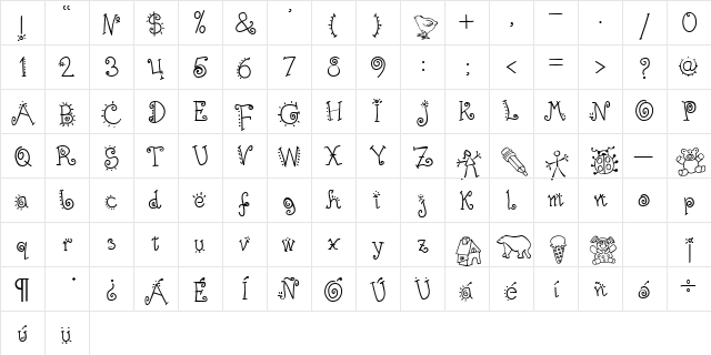 AbcAlegria Regular  glyph index