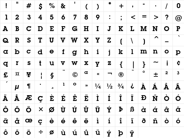 ITC Lubalin Graph Demi  glyph index