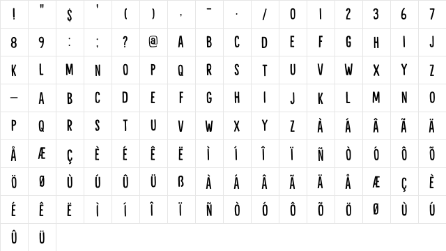 Liquid Amber DEMO Regular  glyph index
