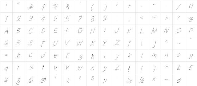 Filament Serie Five  glyph index