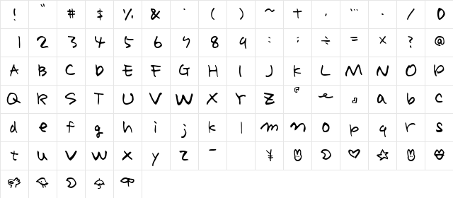 Holiday Alphabe  glyph index
