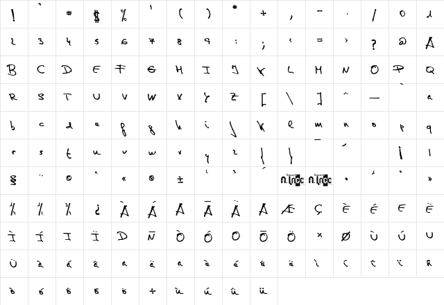 de Manu 1 Medium  glyph index