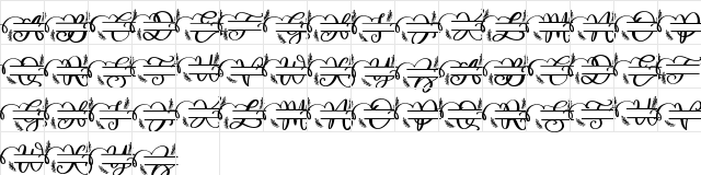 Maestic B Regular  glyph index