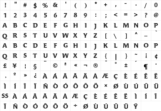 Angie BlackOpen  glyph index