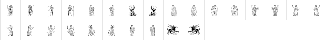 mythology one Regular  glyph index