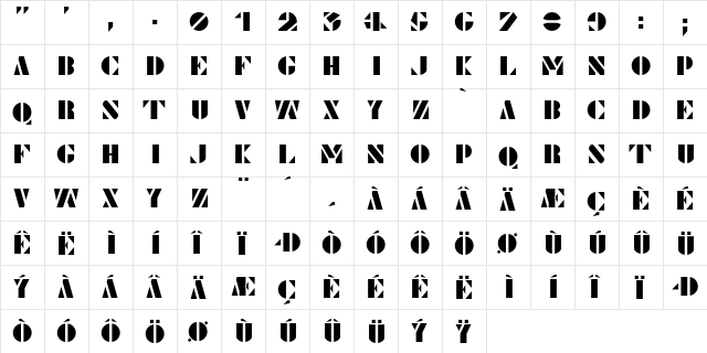 Le Pochoir Regular  glyph index
