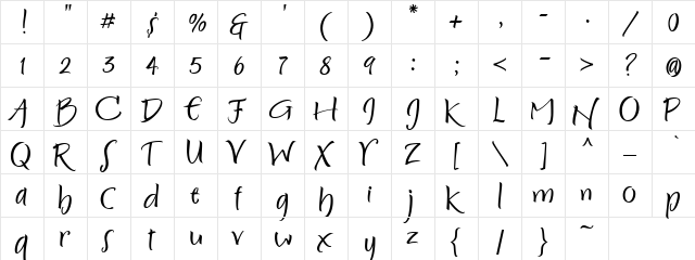 Persimmon Regular  glyph index