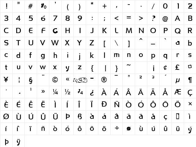 FKR WifeLife Regular  glyph index