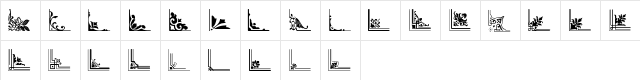 Vintage Decorative Corners 31 Regular  glyph index