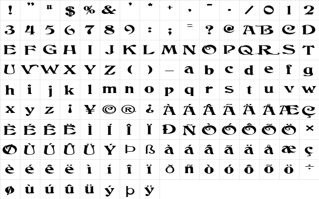 FZ JAZZY 50 EX Normal  glyph index