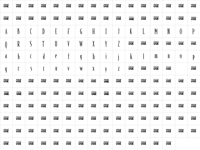 As I Lay Dying Logo Font Regular  glyph index