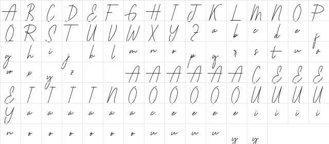 Santtiest Demo Regular  glyph index