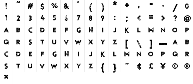 Tourmaline Printed  glyph index