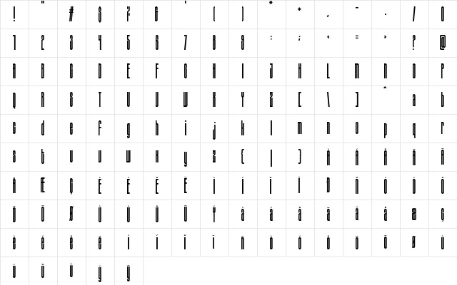 Sigana Cond Regular  glyph index