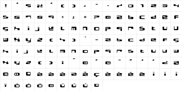 ElectroBazar Regular  glyph index