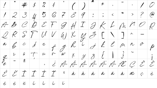 Monsttella Regular  glyph index