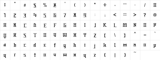 Type Knight Regular  glyph index