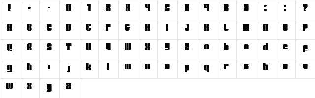 test1 Regular  glyph index
