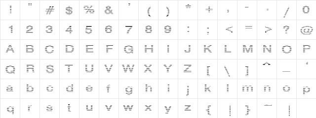 HvStripe-ExtraBold Regular  glyph index