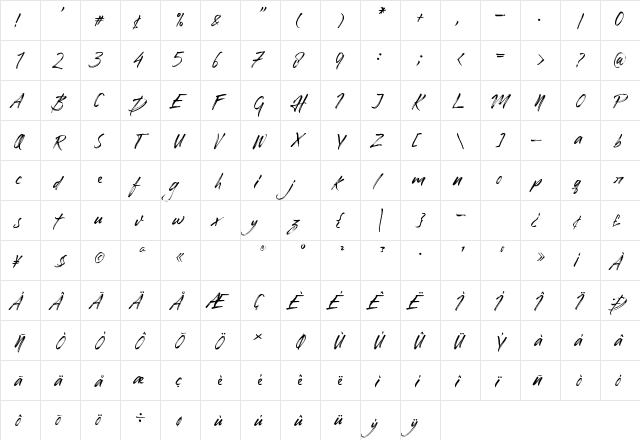 Honuzima Regular  glyph index