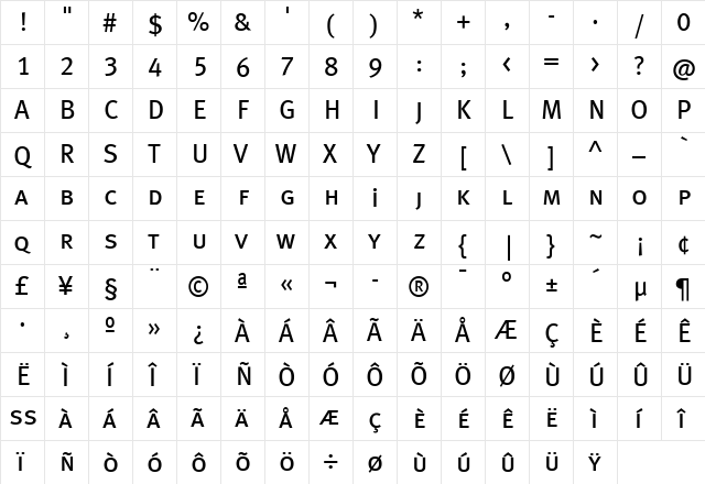 MetaBookTurkLF Book  glyph index