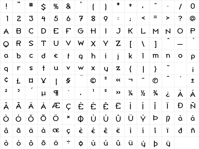 Broadband Regular  glyph index