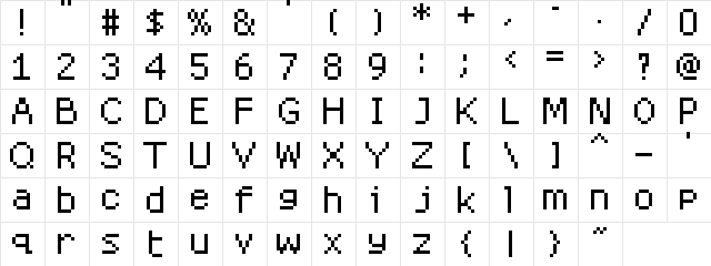 8star Regular  glyph index