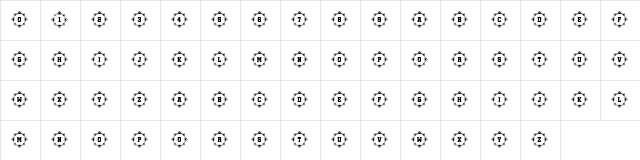 Oriental 1 Regular  glyph index