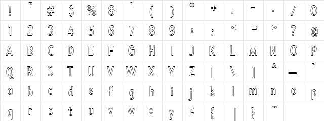 Burma Outline Regular  glyph index