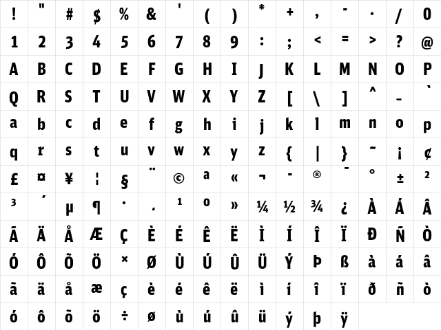 DB Sans Comp Black  glyph index