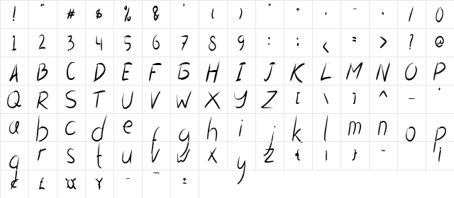 Asem Regular  glyph index