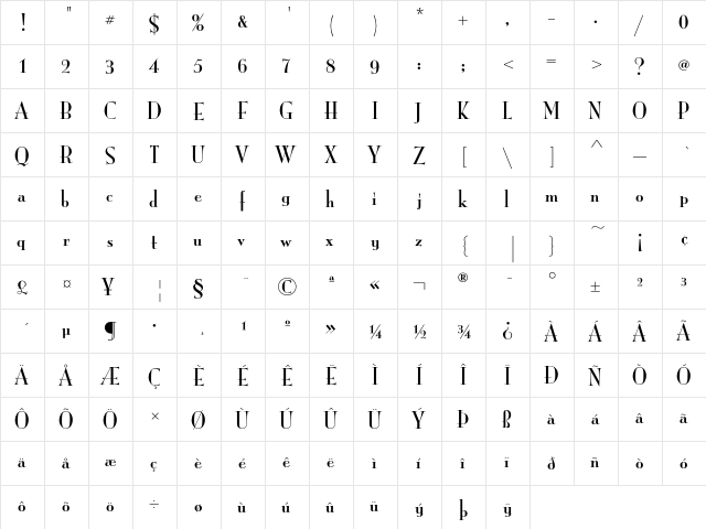MonaLisaEF Solid  glyph index