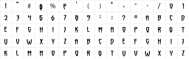 Horrormaster Semi-condensed Regular  glyph index