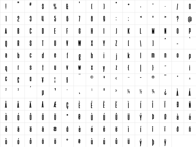Heathergreen Regular  glyph index