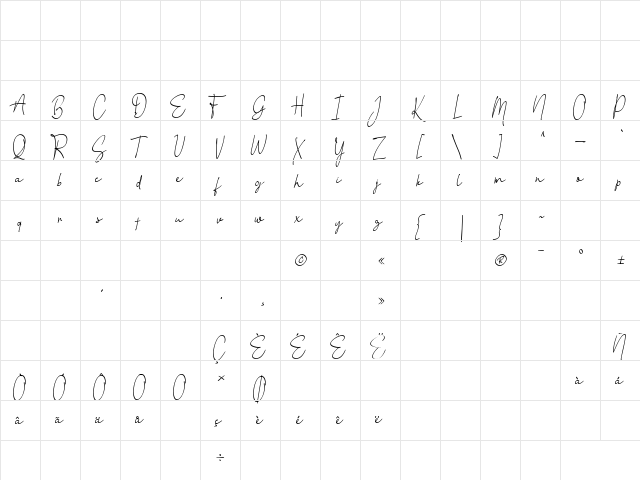 Little Queen Signature Regular  glyph index