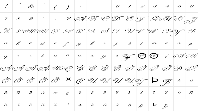 FZ SCRIPT 1 EX Normal  glyph index