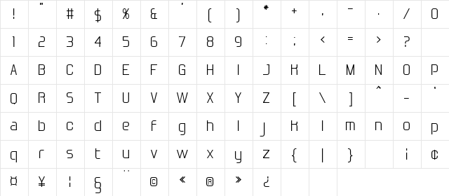 BN Deep Blue Regular  glyph index