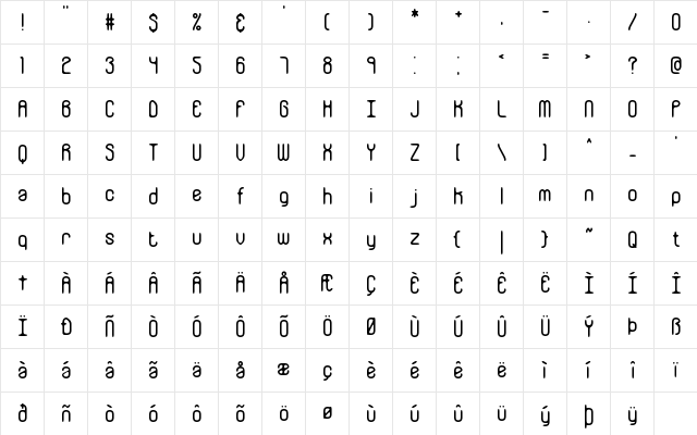 Galvanize BRK Normal  glyph index