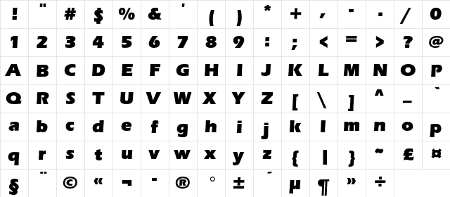 ErasUltraC Regular  glyph index