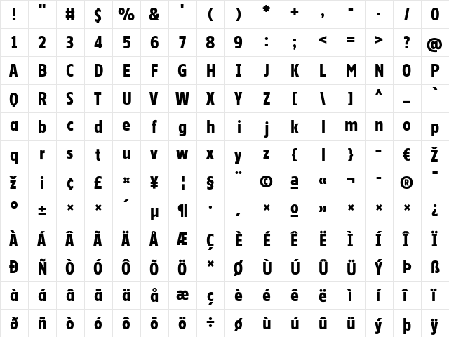 GovanTwo-Alternate Regular  glyph index